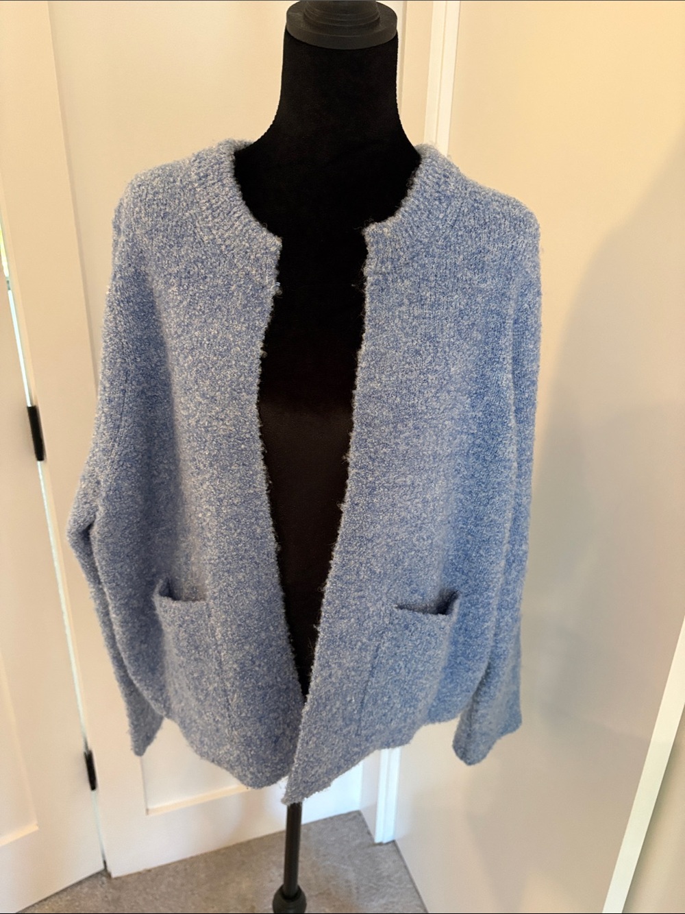 J. Crew Light Blue Bouclé Open Cardigan